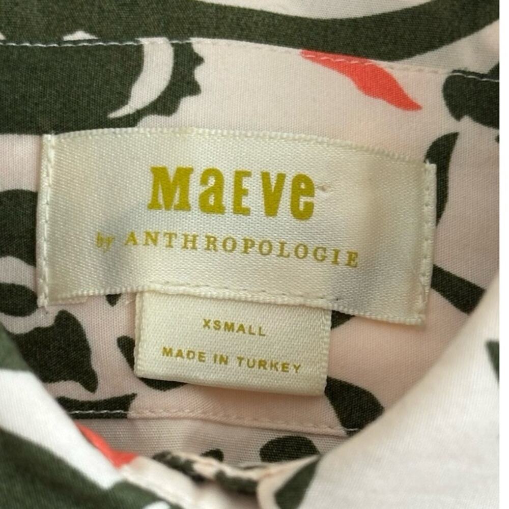 NEW Anthropologie Maeve Bentina Floral shirt mini dress Green & Peach SIZE SMALL - Picture 6 of 13